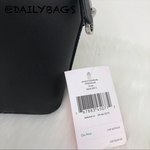 KATE SPADE PENGUIN CROSSBODY BLACK FROSTY WHITE - Picture 4 of 8